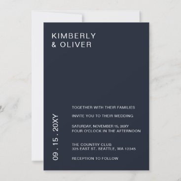Navy Simple Elegant Modern Wedding Invitation
