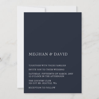 Navy Simple Elegant Modern Wedding Invitation