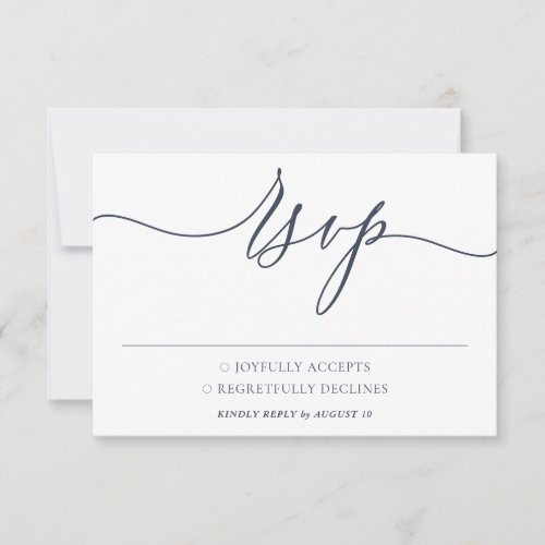 Navy Simple Minimalist Modern Wedding RSVP Card