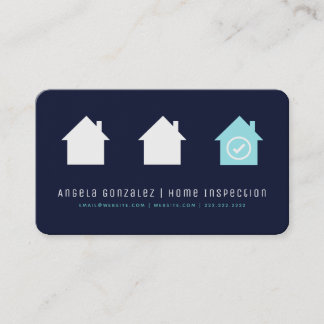 Navy Simple Modern Chic House Inspection Business Card