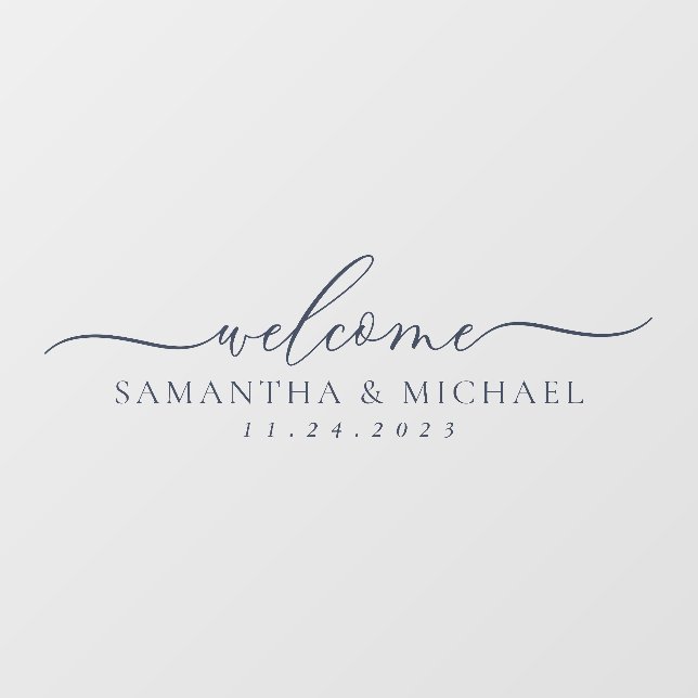 Navy Simple Modern Welcome Wedding Wall Decal (Front)