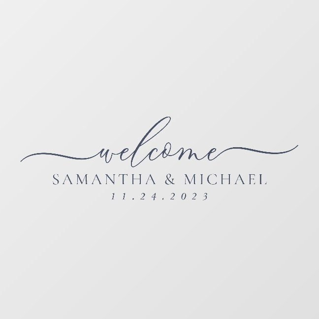 Navy Simple Modern Welcome Wedding Wall Decal