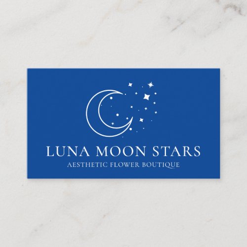 Navy Simple Standard Basic Moon Luna Stars Business Card