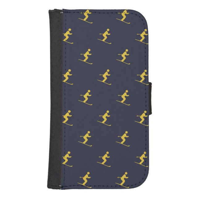Navy Skier Samsung Galaxy Wallet Case (Front)