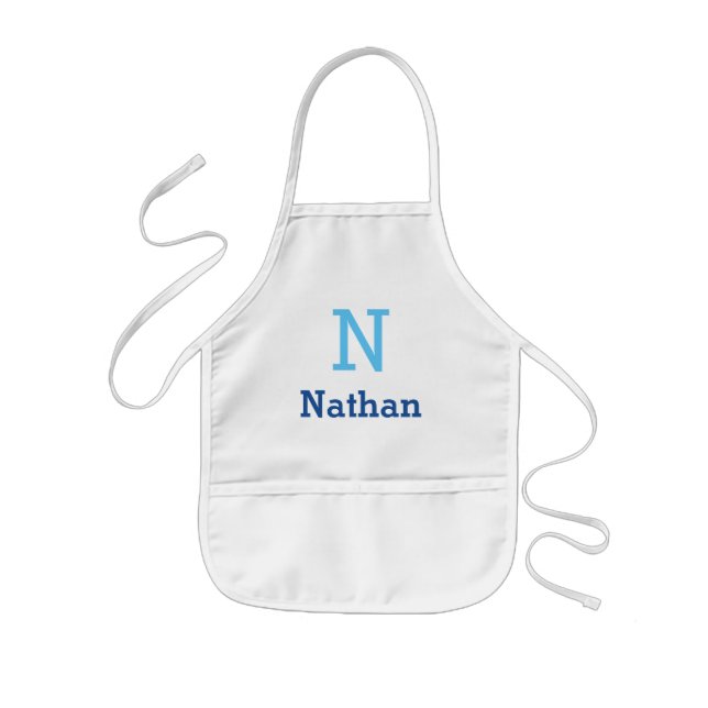 navy& sky  blue personalized  kids' apron (Front)