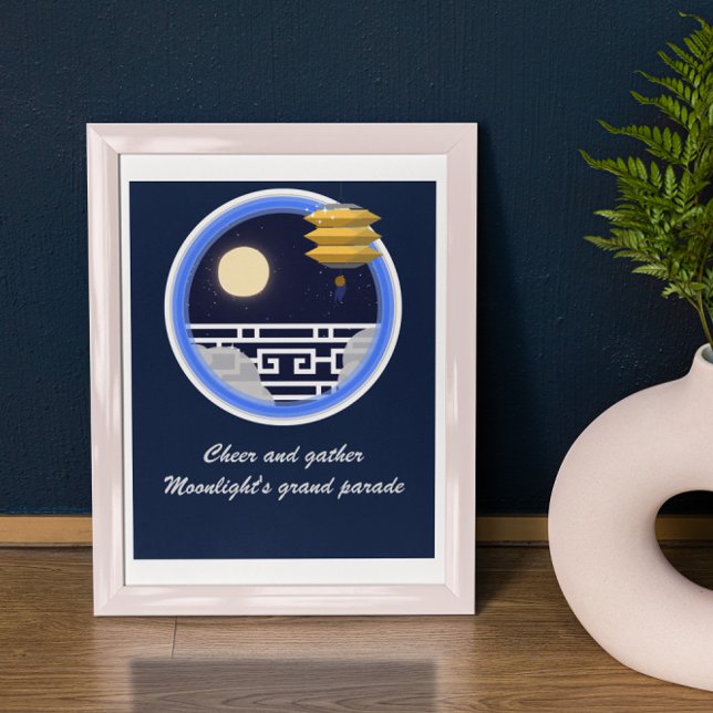 Navy Sky- White Moon Window Mid-Autumn Festival Poster (Creator Uploaded)