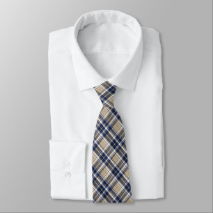 Navy, Slate Blue, Khaki... & White Classic Plaid Neck Tie