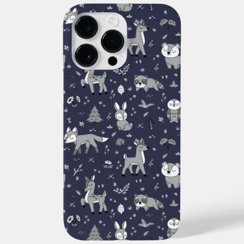 Navy Sleepy Woodland Critters Gender Neutral Case_Mate iPhone 14 Pro Max Case