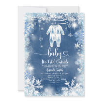 Navy Snow Its Cold Outside Winter Baby Shower Invitation