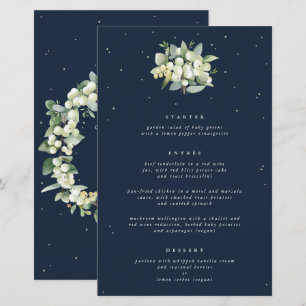 Navy Snowberry+Eucalyptus 3 Course Wedding Menu
