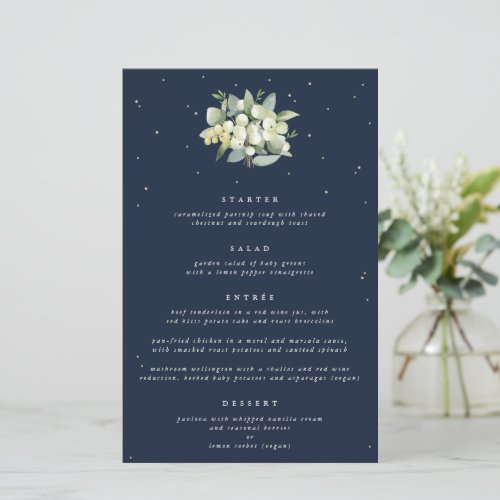 Navy SnowberryEucalyptus 4 Course Wedding Menu