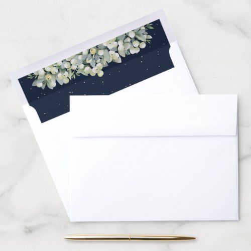 Navy SnowberryEucalyptus A10 875x65â Invite Envelope Liner