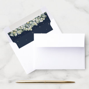 Navy Snowberry+Eucalyptus A1 (for 5x3.5" cards) Envelope Liner