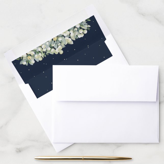 Navy Snowberry+Eucalyptus A7 (for 5 x 7" cards) Envelope Liner (Desk)