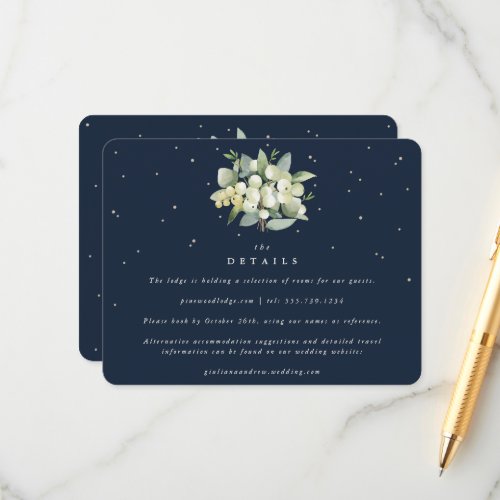 Navy SnowberryEucalyptus Bouquet Wedding Details Enclosure Card