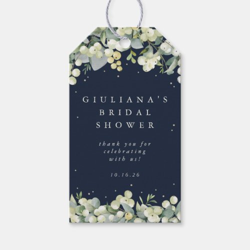 Navy SnowberryEucalyptus Bridal Shower Gift Tags