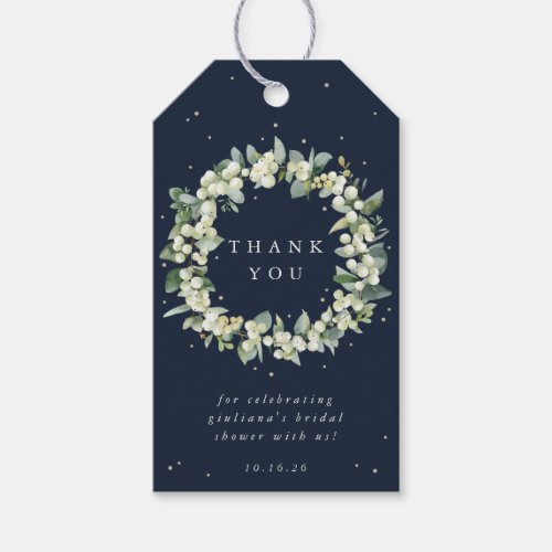 Navy SnowberryEucalyptus Bridal Shower Thank You Gift Tags