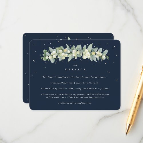 Navy SnowberryEucalyptus Garland Wedding Details Enclosure Card