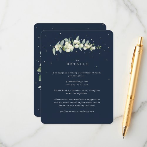 Navy SnowberryEucalyptus Stem Wedding Details Enclosure Card
