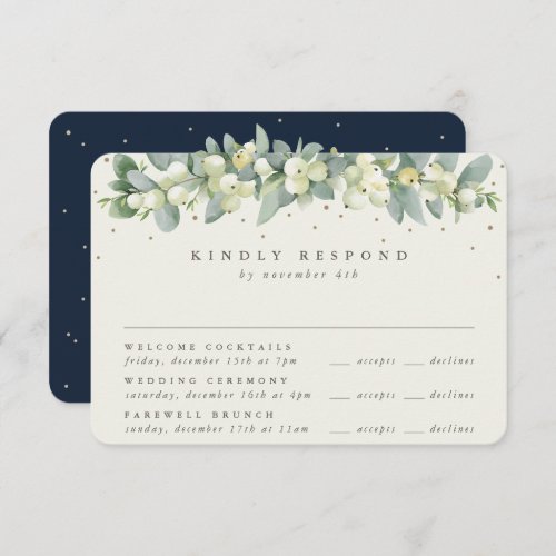 Navy SnowberryEucalyptus Wedding Multi_Event RSVP Card