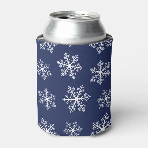 Navy Snowflake Can Cooler