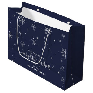Navy Snowflake Christmas Large Gift Bag