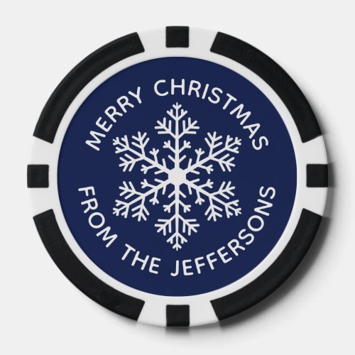Navy Snowflake Christmas Poker Chips