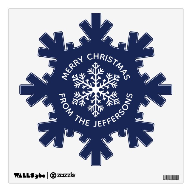 Navy Snowflake Christmas Wall Decal (Front)