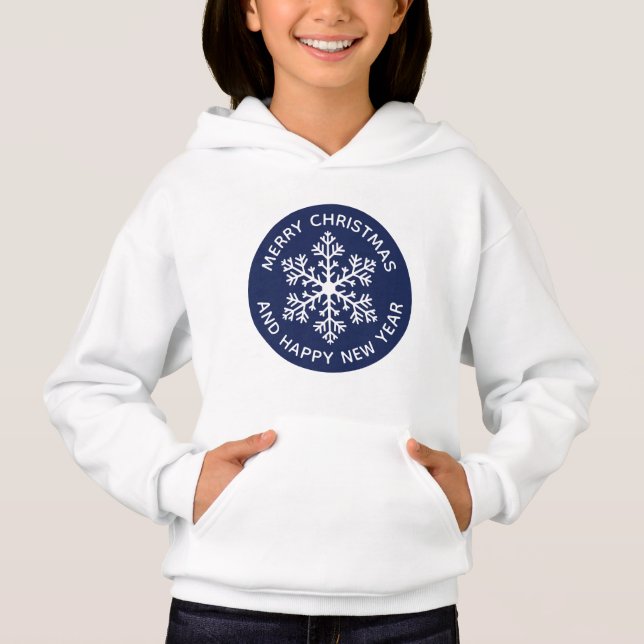 Navy Snowflake Festive Hoodie (Child) (Front)