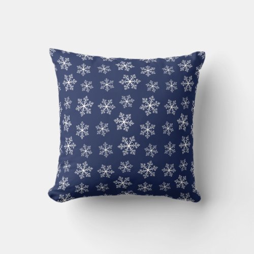 Navy Snowflake Pillow