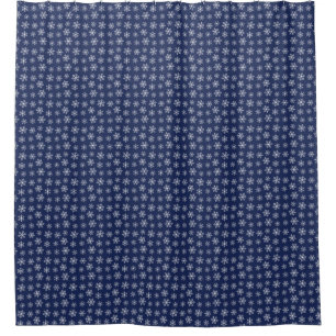 Navy Snowflake Shower Curtain