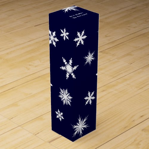 Navy Snowflake Wine Box