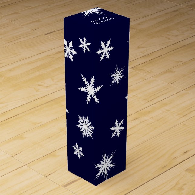 Navy Snowflake Wine Box (Front)