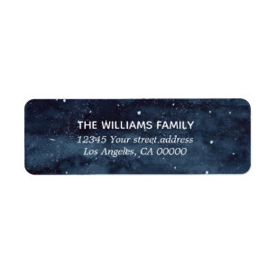 Navy Snowy Winter Watercolor Holiday Label