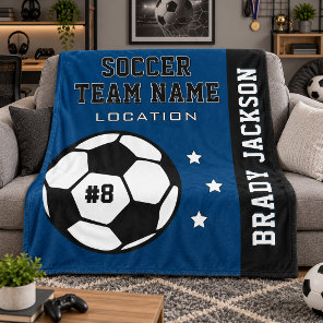 Navy Soccer Team Name and Player Fleece Blanket