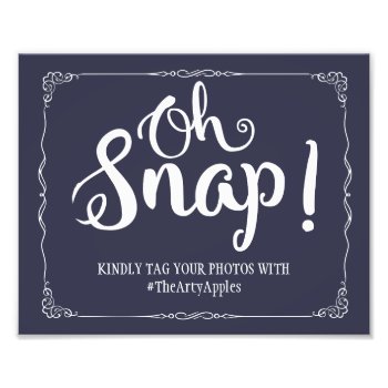 Navy Social Media Wedding Sign Hashtag by TheArtyApples at Zazzle