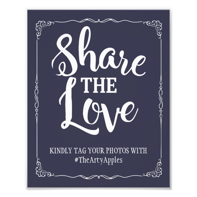 navy social media wedding sign hashtag (Front)