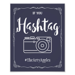 navy social media wedding sign hashtag