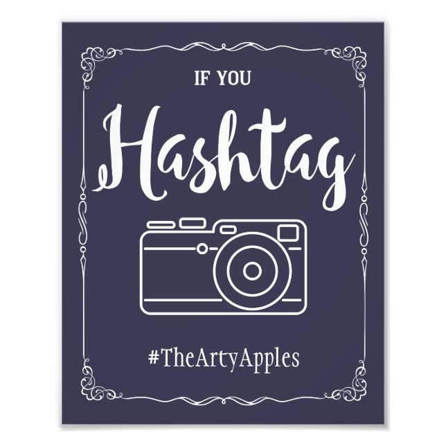 navy social media wedding sign hashtag (Front)