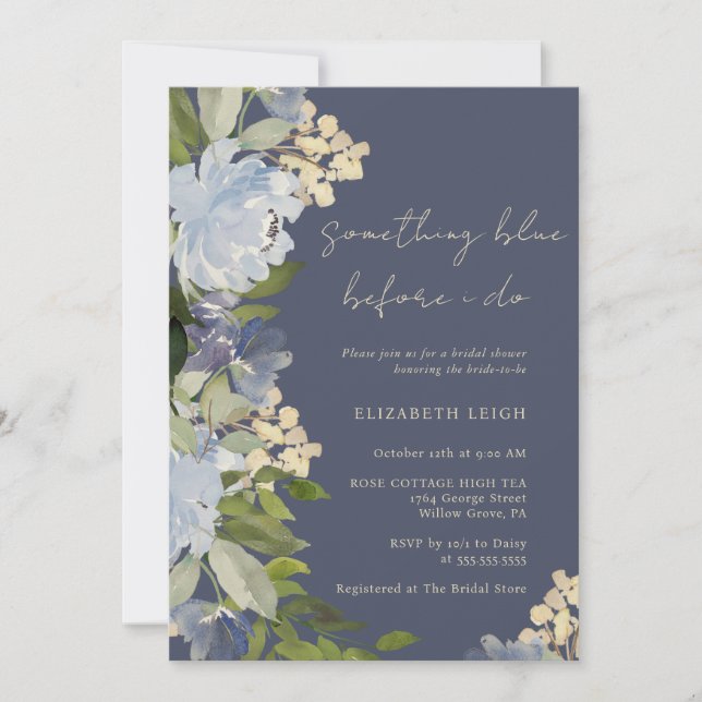 Navy Something Blue Before I Do Bridal Shower  Invitation (Front)