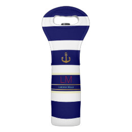 Navy &amp; Sophisticated, Nautical Monogram Wine Bag