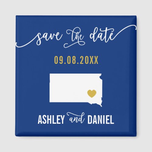 Navy South Dakota Wedding Save the Date Map Magnet