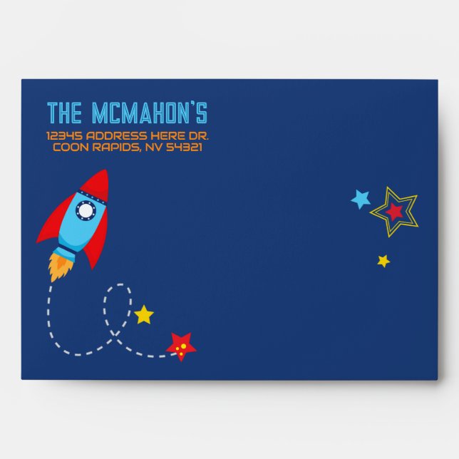Navy Space Rocket Envelopes with Return Address (Front)