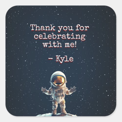 Navy Space Thank You Stickers