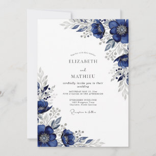 Navy Splendid Winter Wedding Invitation