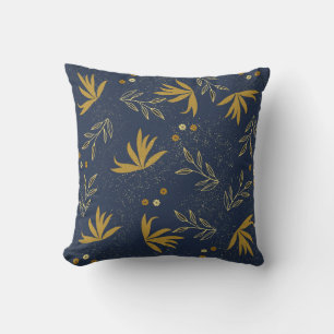 Navy Spray Throw Pillow