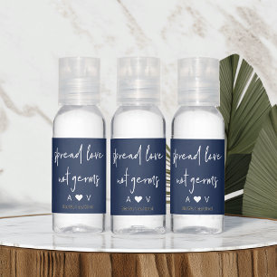 Navy   Spread Love, Not Germs Cute Wedding Hand Sanitizer