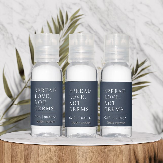 Navy | Spread Love, Not Germs Wedding Hand Sanitizer (Creator Uploaded)