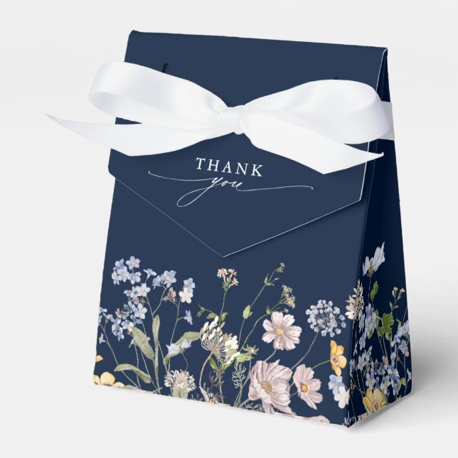Navy Spring Wildflower Meadow  Bridal Shower Favor Boxes (Front Side)