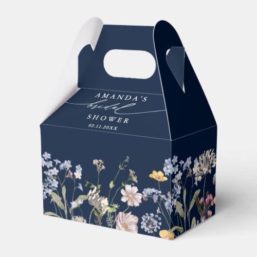 Navy Spring Wildflower Meadow  Bridal Shower Favor Boxes